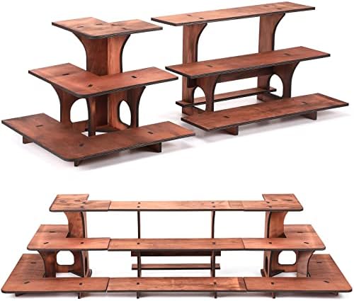 3 חתיכות 3 שכבות שולחן קמעונאות עמדת תצוגה של 40 אינץ 'מתלה פינת עץ מתלה מדף נייד לשולחן קמעונאי, מלאכה דלפקית