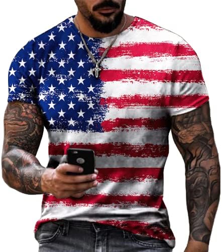 אמריקאי דגל הדפסת גברים של קצר שרוול חולצה