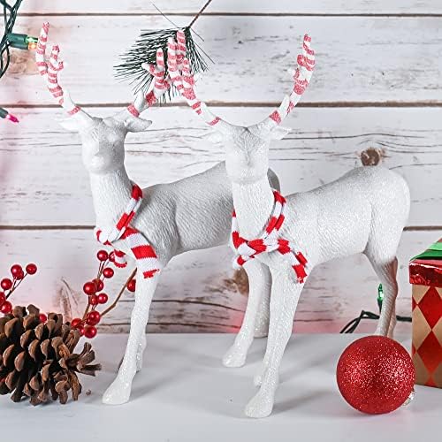 Peppermint Peppermint נצנצים אייל חג המולד - מסיבת חג צבי לבנה פסלי צלמיות עם קרניים אדומות