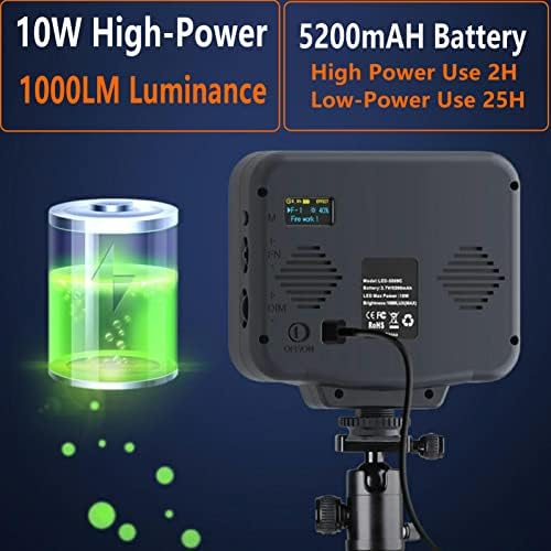 תאורת וידאו של 10W Power RGB, אור LED DSLR אור מצלמת, 2500K-9900K/5200mAh/CRI 95+/21 מצבי סצנה/סוג תאורת