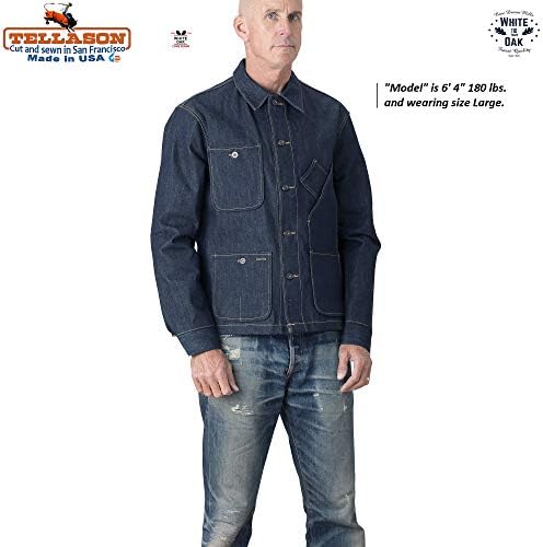 טלסון המניה תוצרת ארהב גברים של 14 עוז קונוס מילס לבן אלון גלם ג ' ינס סרבל מעיל מטלה מעיל