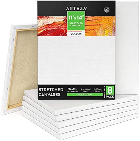 Arteza Acrylic Paint and Canvas Pack חבילה, ציור ציוד אמנות לאמן, ציירי תחביב ומתחילים