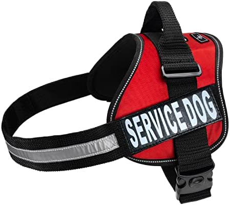 רתמת כלבים של שירות עם רצועות וולאה וידית לולאה - מגיעה ב 6 גדלים מ- XXS ל- XXL - שירות אפוד כלבים תכונות