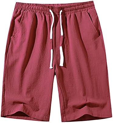 מכנסי פשתן כותנה מזדמנים לגברים בצבע אחיד מכנסיים קצרים מכנסיים קצרים טק אתלטי