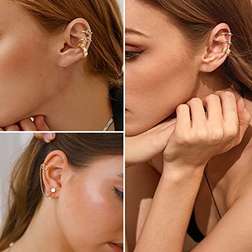 52 יחידות שרוול אוזן, סליל סחוס קליפ על עגילי אוזן סחוס קליפ על לעטוף עגילי אזיקי אוזן לנשים גברים ללא