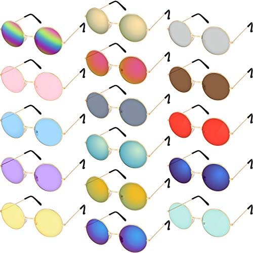 16 זוגות עגול היפי משקפיים צבעוני רטרו היפי משקפיים 60 של סגנון מעגל משקפיים למסיבה טובות