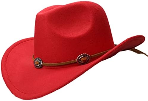 בציר סגנון יוניסקס מערבי קאובוי כובע בוקרת סומבררו כובעי צמר תערובת עם להפשיל ברים