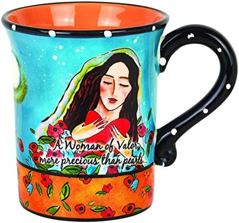 אביב יודאיקה אישה של גבורה קרמיקה 12 עוז קפה ספל עיצוב על ידי ג ' סיקה ספורן-אשת חיל אהוב אישה שתיית