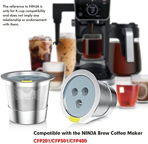 נירוסטה לשימוש חוזר כוסות תואם עם נינג 'ה מכונת קפה, שדרוג2 מארז כוסות לשימוש חוזר תרמילי קפה,