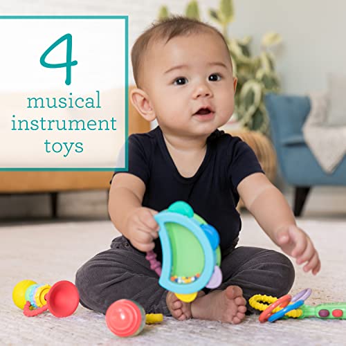 שיניים ראשונות של אינפנטינו תינוק ומנגן סט מוסיקה - יסודות לתינוקות 4 סט מתנה, שיניים נושאים מכשירים וקשקשנים