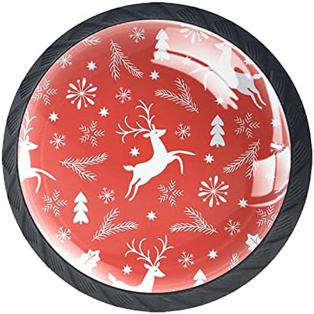 עגול מגירה מושך ידית כתום חג המולד צבי איילים עלים הדפסה עם ברגים לבית שידת ארונות דלת מטבח