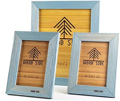 מסגרות תמונת עץ כפריות - סט של 3 - אחת 8 x 10 ושתי מסגרות צילום 4 x 6 עשויות עץ טבעי מוצק לתצוגה עליונה ושולחן