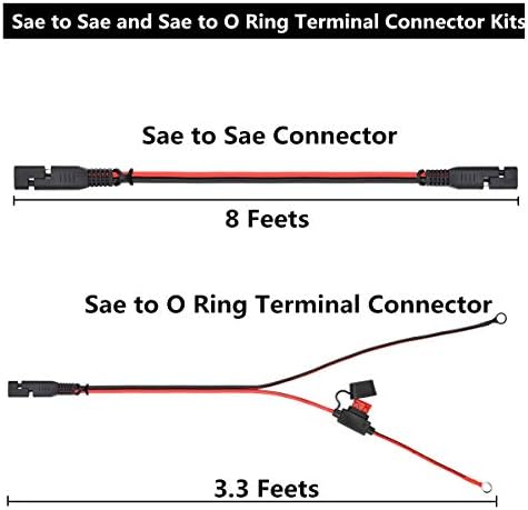 2 יחידות 16 ערכת מטען סוללות, כבל מחבר מתח של 8 רגל ו-3 רגל רתמת מסוף טבעת עם תקע ניתוק מהיר
