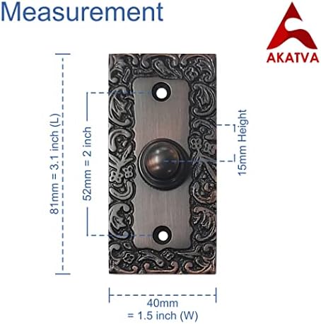 כפתור פעמון דלת אקאטבה עם סט ציר - 2 חתיכות צירי שער לגדרות עץ כבד - כפתור לחיצה על פעמון - כפתור