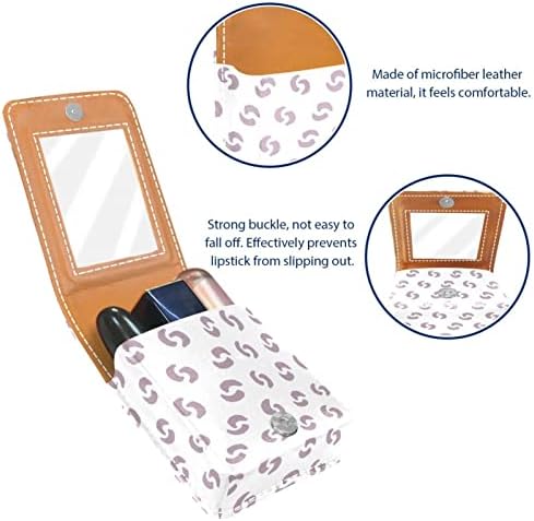 שפתון מקרה עם מראה חמוד נייד איפור תיק קוסמטי פאוץ, מודרני פשוט דפוס סגול לבן