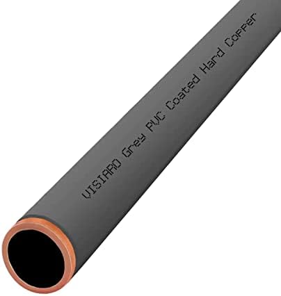 צינור נחושת קשיח מצופה Visiaro אפור PVC, 10ft, DIA חיצוני 3/4 אינץ ', עובי קיר 20 SWG, ציפוי PVC