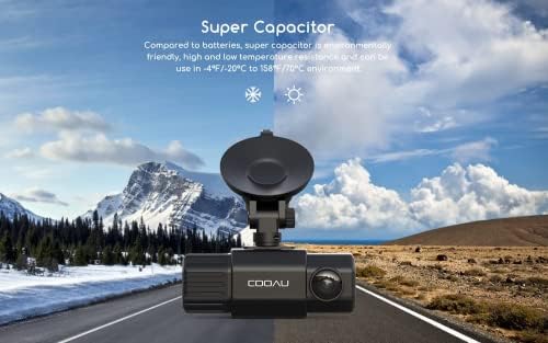 מצלמת דאש כפולה עם GPS מובנה, COOAU 1080p קדמי ופנים WiFi Dash מצלמה למכוניות, חיישן סוני, סופר-פקאטור,