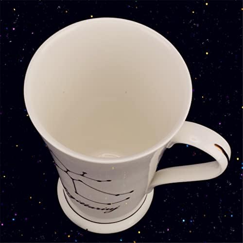 SEASD נורדי גלגל המזלות קרמיקה כוס מים אפליקציה עצם סין סין ספל קפה עם כפית מכסה קרמיקה כוס זוג