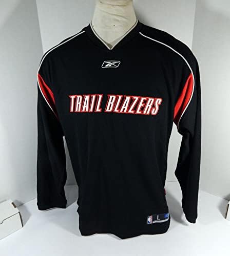 משחק Portland Trailblazers של 2000s הונפק חולצת ירי של Longsleeve Black L 904 - משחק NBA בשימוש