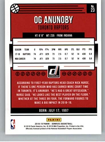 2018-19 כרטיס כדורסל דונרוס 23 OG ANUNOBY TORONTO RAPTORS רשמי PANINI NBA כרטיס מסחר