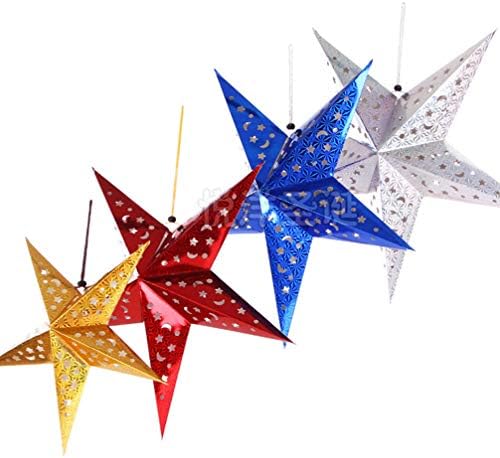 כוכבי Abofan 5 יחידות 30 סמ נצנצים נייר חג המולד כוכב פנס פנס מלפך תלת מימד נייר כוכב פנטגרם