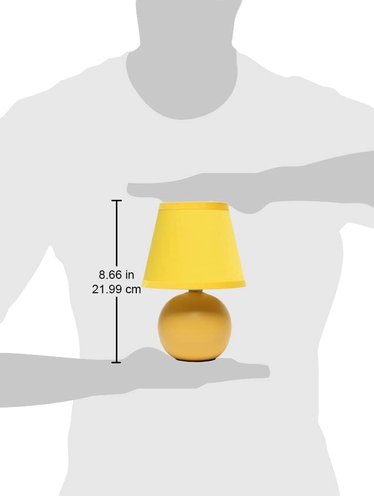 עיצובים פשוטים LT2008-ILW-2PK מיני קרמיקה מנורה שולחן 2 סט חבילה, צהוב