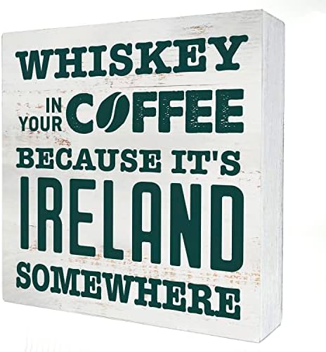 קפה כי זה אירלנד אי שם קופסת עץ שלט בית תפאורה כפרי סנט פטריק הצעת מחיר קופסת עץ קופסת עץ לוחית בלוק לקישוט מטבח