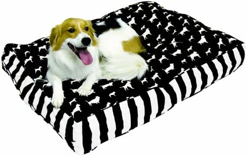 כלבים מאושרים של כלבים מאושרים מיטת כלבים 30 על 42 אינץ ', שחור/לבן