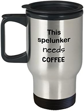 מתנה לספל נסיעות של Spelunker, זה צורך קפה, ספל קפה נירוסטה בן 15 גרם עם מכסה, מתנת ספל חידוש, כוס