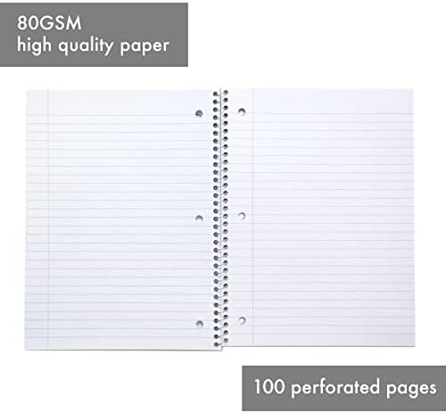 פנקס פוקה, מחברות כרוכות ספירלה מתכתיות עם 100 עמודים של נייר מרופד 3 חורים 80 גרם עם קצוות מחוררים –