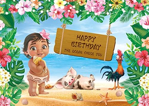 תינוק מואנה יום הולדת רקע קיץ ורוד פרחים אוקיינוס חוף צילום רקע מואנה 1 מסיבת יום הולדת תינוק מקלחת