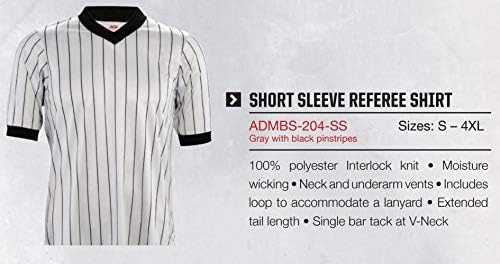 Adams USA ADAMS חולצה אדמס שופט כדורסל כדורסל שרוול קצר פסריפ אפור/שחור