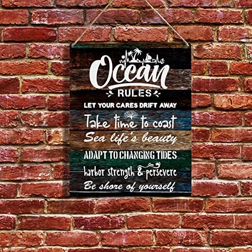 חוקי אוקיינוס ​​כפריים עיצוב עץ עיצוב קיר - וינטג 'חוקי אוקיינוס ​​אמרות תלויות שלט לוח עץ לקיר ביתי - שלטי חווה