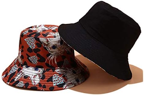 כובע דלי נמר לנשים אופנה עיצוב הפיך כובע שמש חום אופנתי