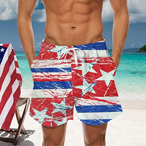 לוח מכנסיים קצרים גברים של גברים אופנה מקרית קיץ עצמאות יום 3 הדפסת רשת לנשימה מודפס חוף מכנסיים