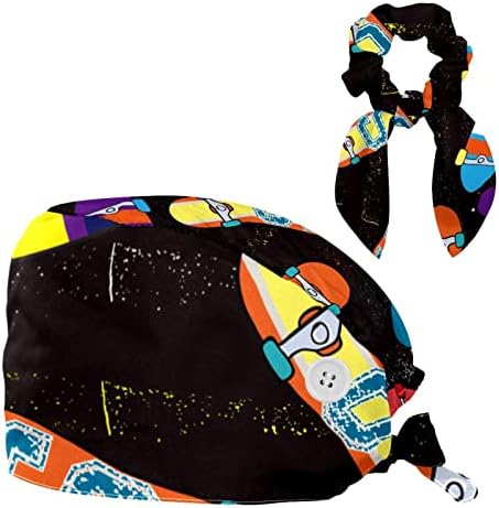 yoyoamoy כובע עבודה מתכוונן עם כפתורים חלל חיצוני גלקסי שחור כובע בופנט אלסטי תחבוש לאחור