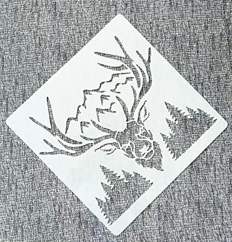 שבלונות צבי יער יצירתי שבלונות צבי הרים לציור על קיר עץ בד בד נייר ורהיטים-עמיד וקל לניקוי