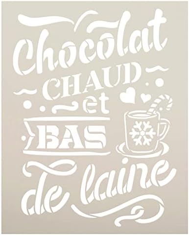 Chocolat Chaud et Bas de Laine סטנסיל עם ספל מאת Studior12 - Select Size - USA Made - Craft DIY DIGH