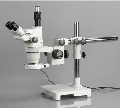 מיקרוסקופ זום סטריאו של אמסקופ זם-3ט, עיניות פי 10, הגדלה פי 6.7-45, 0.67-4.5 זום אובייקטיבי, תאורת