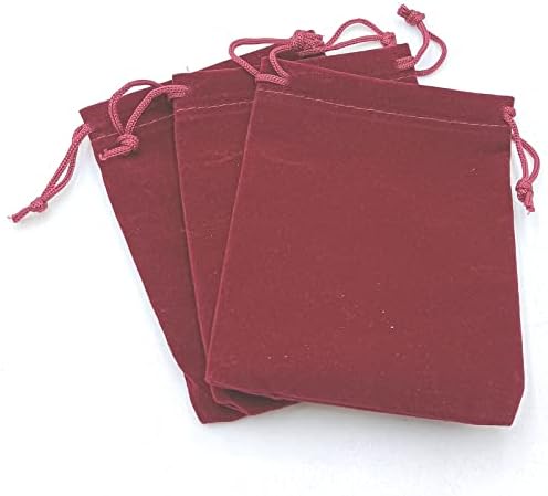 Yoogcorett 10 יח 'יין שקיות משיכת קטיפה אדומה לכיסי תכשיטים שקיות אריזת מתנה לחתונה 4 x 4.7 אינץ'