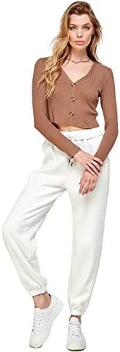 מכנסי טרנינג עם פליס מזדמנים של IUUI מכנסיים רצים עם מותניים גבוהים מתקפלים מכנסי טרקלין חמים מכנסיים עם כיסים