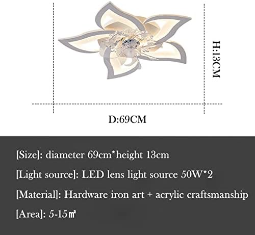מאווררי תקרה של Sggainy עם מנורות, LED 6 מאוורר תקרה מהירות עם פרחי תאורה מנורת תקרה חדר ים ניתן לעמעום עם שלט