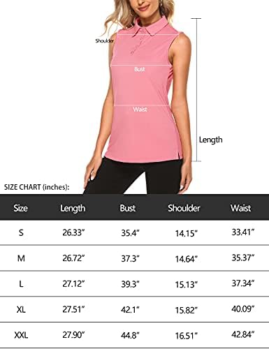 חולצות פולו ספורט לנשים קוראלי50 + חולצות גולף ללא שרוולים עם צווארון 4 כפתורים גופיות יבשות מהירות