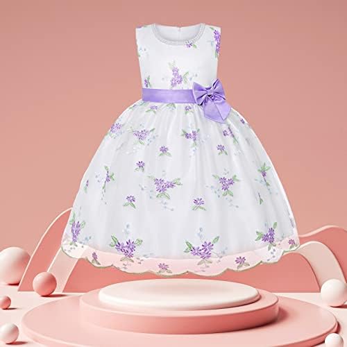 שמלה רשמית עבור בנות רקום קשת שמלת רשת נסיכת ילדות קטנות קיץ רקום רשת טוטו שמלה