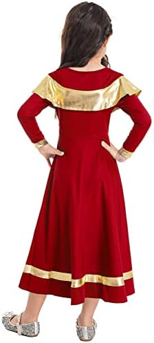 ילדות צ'יקטרי בנות שרוול ארוך שרוול מתכתית ריקוד זהב חלוק ליטורגי שמלת ריקוד לבוש תלבושות לבגדי ריקוד