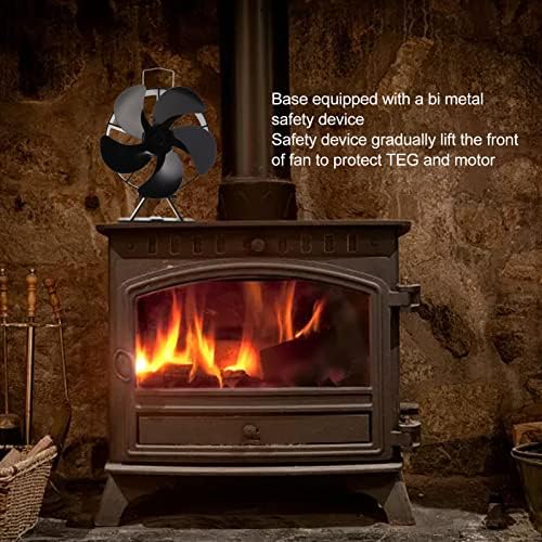 עץ שריפת תנור אח מאוורר, לזרום חם אלומיניום 5 להבי חום מופעל תנור מאוורר עם דו מתכת מכשיר עבור בית
