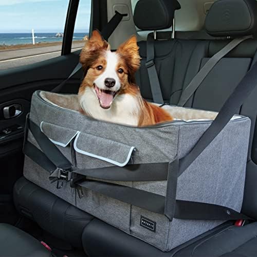 חיות מחמד כלב רכב מושב לכלבים גדולים, לחיות מחמד נסיעות כלב בוסטרים מושב עם 2 חגורת בטיחות, רחיץ