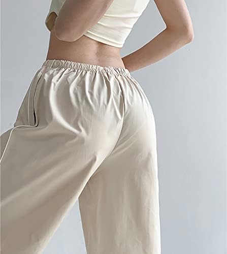 מכנסי מצנח רחבים לנשים יוזזי מכנסי מטען רגל רחבה מכנסיים אלסיטן מותניים Y2K מסלול היפי מכנסיים מכנסיים