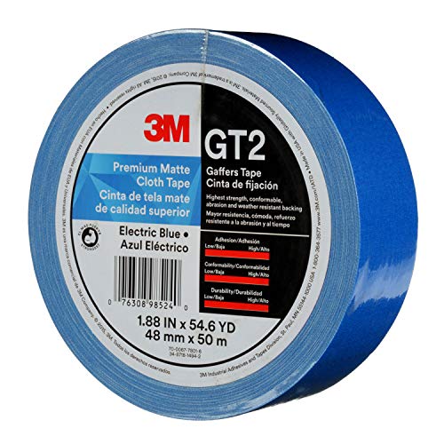 3M פרמיום מט מטלית גאפרס קלטת GT2, 2 x 164 רגל, 11 מיליטר, כחול חשמלי