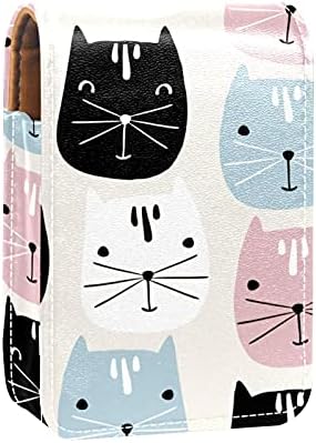 איפור שפתון מקרה עבור מחוץ קוואי חתולים נייד שפתון ארגונית עם מראה גבירותיי מיני איפור תיק לוקח עד 3 שפתון